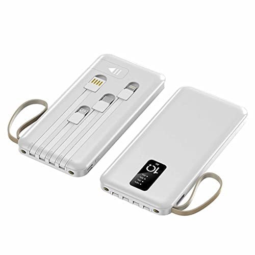 Power Bank, fast charging, with Built-in Cables, 20000mAh USB C with 4 Outputs and LED,Black,20000mAh