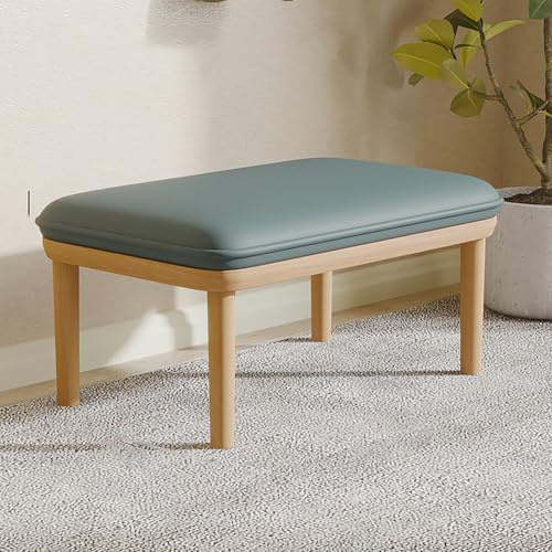 BAYTEWJX Sitzbank 2-Sitzer Essbank Holzbank Gepolstert Holzbank mit Sitzauflagen Wohnzimmerbank für Schlafzimmer Flur.(Blauw,80x45x38cm)