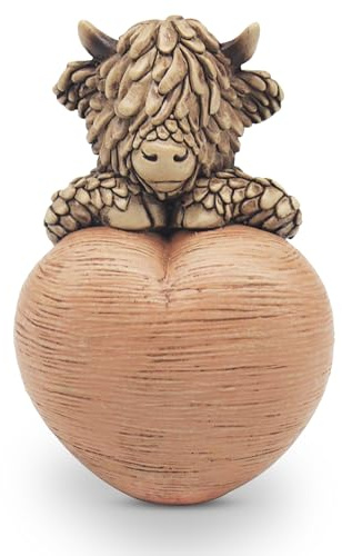 Lesser & Pavey Hughie Highland Cow with Heart Decor Figurine | Beautiful Detailing, Freestanding Display, Ideal for Home and Office Decor, Memorable Keepsake