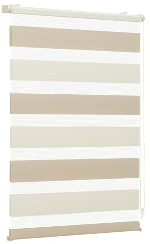 Sekey Doppelrollo Klemmfix ohne Bohren für Fenster, Zweifarbig Doppelrollo 85 cm breit, Duo Rollo Jalousie Sonnenschutz, 85x130cm, Beige & Braun