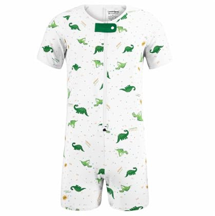 Landofgenie Herren Alloverprint Baumwoll-Onesie für Erwachsene | Kurzarm Einteiler mit Reißverschluss, Boxerschnitt und Druckknopfleiste im Schritt