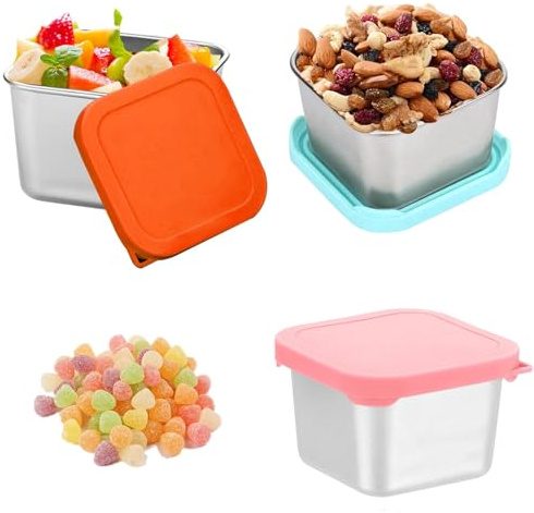 Dwitkul 3 Stück Snackbox Edelstahl Salatdressing Behälter 180ml Saucenbehälter to Go Gewürzbehälter Mini Dose mit Deckel Gefrierdosen Klein Soßenbehälter Auslaufsicher Bento Box Zubehör
