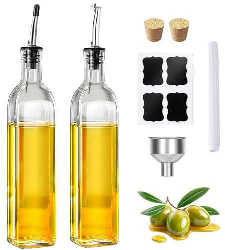 WyndShades 2 Pack Glass Olive Oil Dispenser Bottles 500ml