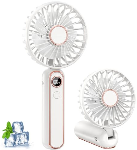 PALATALA Ventilador de Mano Portatil, 6 Velocidades Mini Ventilador Portatil Silencioso USB Recargable, Ventiladores Mano con Batería 4000mAh, Ventoinha Portable Plegable Fan para Camping Viajes Hogar