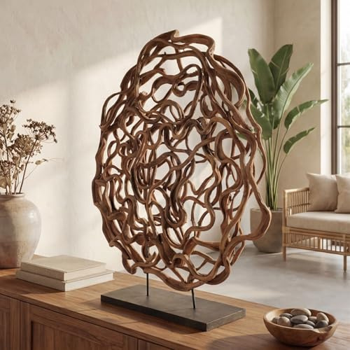 Licht-Erlebnisse Tischdekoration Wurzelholz Bali Teak Handarbeit Unikat Deko Statue für Sideboard Tisch Holo