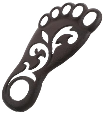 HANABASS Cast Iron Stepping Stone Footprint Door Mat, Iron, 11.79 Inch, Rustic Vintage Farmhouse, for Garden and Yard, Apartment Outdoor Door Mat