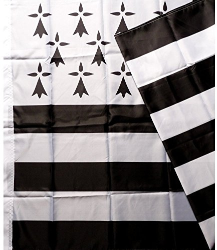 Drapeau Breton 90x150 (le Gwen ha du) en Polyestère Qualité Supérieure