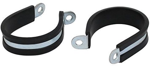 sourcing map Collier de Serrage avec Insert en Caoutchouc Tuyau Pince Clip Serre Joint 45mm Dia forme R bordée EPDM Zingué Serre-câble 2Pcs