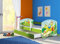 CLAMARO 'Fantasia Grün' 180 x 80 Kinderbett Set inkl. Matratze, Lattenrost und mit Bettkasten Schublade, mit verstellbarem Rausfallschutz und Kantenschutzleisten, Design: 29 Flugzeug
