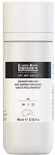 Liquitex 1946430 Professional Acrylfarbe Soft Body - Künstlerfarbe in cremiger deckender Konsistenz, hohe Pigmentierung, lichtecht & alterungsbeständig, 946ml Flasche - Mischweiß Tansparent