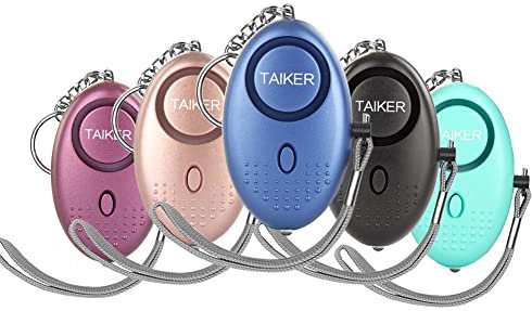 Taiker Alarme personnelle 140 DB d'urgence d'autodéfense Porte-clés avec lumière LED pour et Personnes âgées A-Noir/Bleu/Violet/Or Rose/Vert Clair