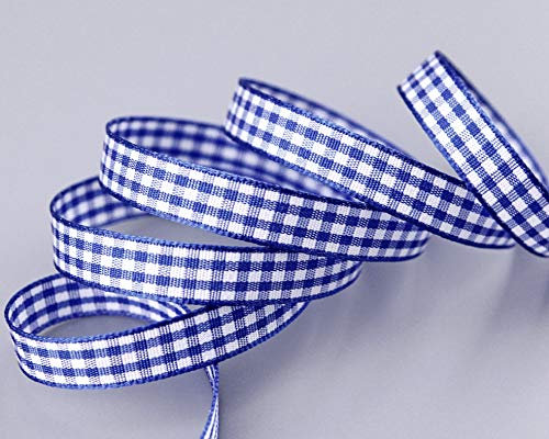 finemark 3 m x 10 mm Dekoband KARO Klassik BLAU Schleifenband kariert Geschenkband ohne Draht zum dekorieren nähen
