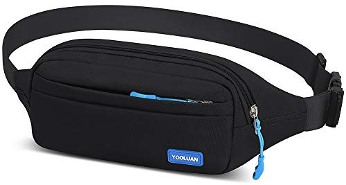 YOOLUAN wasserdichte Bauchtasche Gürteltasche für Damen und Herren 4 Reißverschluss Taschen Wandern Fitness Fahrrad Outdoor Sport Hüfttasche Urlaub Doggy Bag Geld Pouch Pack (02 Schwarz)