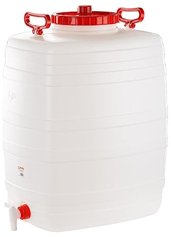 Fût pour cidre/boisson Fischer avec robinet, rectangulaire, incolore, de qualité alimentaire (100 litres)