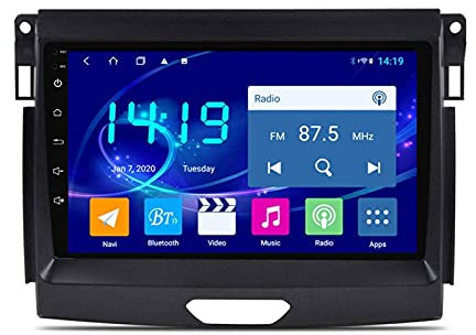 Multimedia Player Car Stereo for Ford Ranger 2016-2019 Android Head Unit Auto HD Touchscreen Radio Receiver Sat Nav Support GPS Navigation Mirrolink Wifi Bluetooth Dsp FM,4 Core 4G+WiFi: 1+16GB