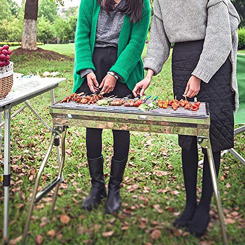 Yizhe Barbecue a carbonella Portatile - Barbecue Griglia a Carbone in Acciaio Inox - Griglia Barbecue BBQ Pieghevole Antiscivolo - Picnic all'aperto Campeggio Giardino Terrazza - Argento
