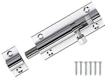 TERF® Door Bolt Polished Chrome Barrel Slide Lock 50mm [2''] Door Latch with Screws Ideal for Internal and External Doors Locks for Bedroom Bathroom Toilet Shed Gate Cupboards and Cabinets - 50mm