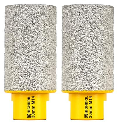 HIGHDRIL Broca de fresado de diamante para ampliar y dar forma al agujero, 2 piezas de diámetro de 30 mm, broca de núcleo de perforación en seco para porcelana, cerámica dura, granito y mármol