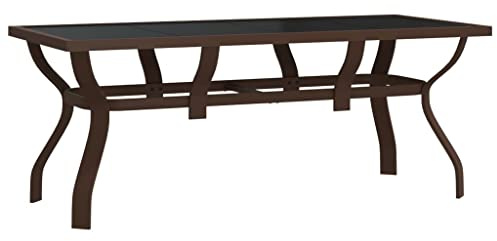 vidaXL Gartentisch Terrassentisch Tisch Esstisch Balkontisch Partytisch Glastisch Garten Gartenmöbel Braun Schwarz 180x80x70cm Stahl Glas