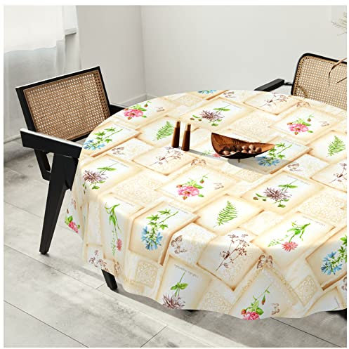 Wachstuchtischdecke Wachstuch Tischdecke abwaschbar Wachstischdecke Plastik-Tischdecken Premium Prägung Gartentischdecke Splenditex Rund 120cm Schnittkante Belllatrix
