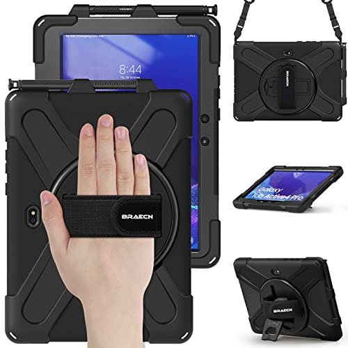 BRAECN Funda para Samsung Galaxy Tab Active 4 Pro 2022,Active Pro 2019 10.1 pulgadas, correa de hombro, color negro