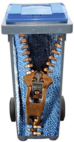 Stickers pour poubelle Fermeture Eclair - Autocollant poubelle extérieur - 3212 (39x84 cm)