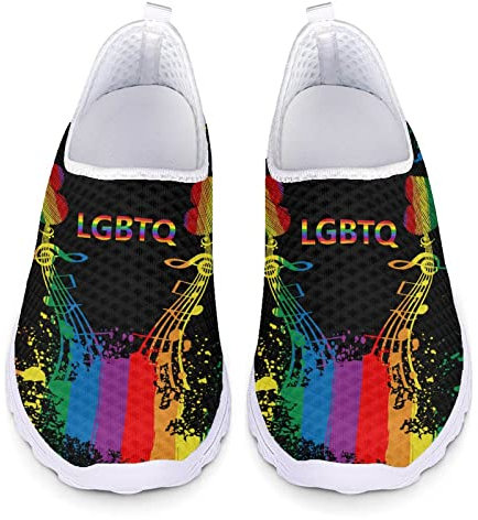 Kuiaobaty Lässige Mesh Turnschuhe Frauen Mode Turnschuhe Komfort Laufschuhe Atmungsaktive Walking Tennis Schuh Slip-on Schuh, Lgbtq Stolz, 43.5 EU