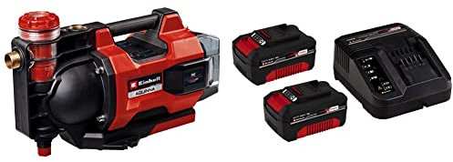 Einhell Pompe d’arrosage sans fil automatique AQUINNA 36/38 F LED AUTOMATIC Power X-Change (36V, débit max. 3 800 L/h, refoulement max. 37 m, ÉCO/BOOST, préfiltre) avec Chargeur et 2 Batteries 3,0Ah