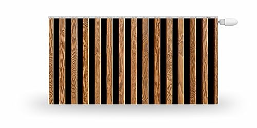 HUBDECO Magnetische Heizkörperverkleidung - 120x60 cm - Magnet Heizkörperabdeckung - Motiv Gebeizte Latten - Wasserdicht Erhöhte Abriebfestigkeit Paneel-Heizkörperabdeckung