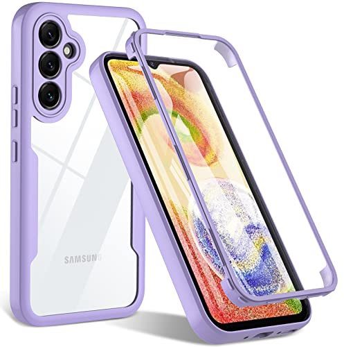 OWKEY für Samsung Galaxy A54 Hülle, Stoßfest Silikon Samsung A54 5G Handyhülle, 360° Rundumschutz Schutzhülle mit Integriertem Displayschutz, Kratzfeste Roubst Bumper Case für Galaxy A54 (Lila)