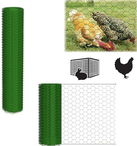 Rete metallica 25 m × 1 m, dimensione foro 25 mm, rete metallica a maglie sottili, recinzione verde filo immerso a caldo, rete metallica per voliera, griglia per giardino, cortile, terrazza e balcone