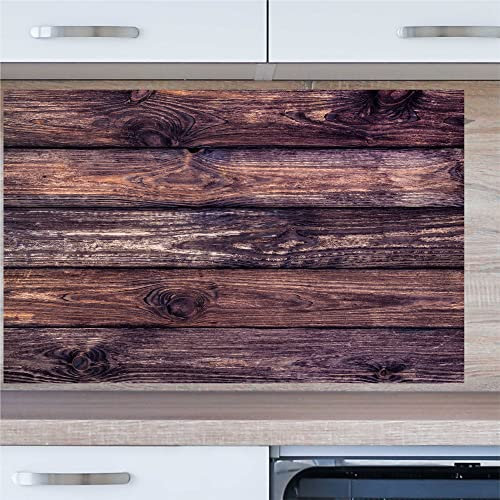 INDIGOS UG Küchenrückwand - Holz - 100x60 cm ESG Echtglas bedruckt - mit Bild - Motiv - Küche - Rückwand - Glasplatte - Spritzschutz - Herd - Ofen