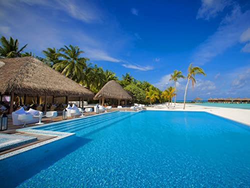 1000 Piece Jigsaw Puzzles for Adults Jigsaw Puzzle -Maldives,ocean,swimming,pool, 70x50cm