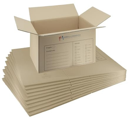 IMBALLAGGI 2000-10 Scatoloni da Trasloco - 80X60X50 cm - Scatola di Cartone - Imballaggi per Spedizione e Trasloco Resistenza RINFORZATA - 10 Pezzi