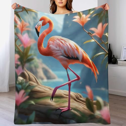 Flamingo Decke Decke Dicke Kuscheldecke Mit 3D Muster Fleece Warm & Weich Flauschige Flannel Decke, Vier Jahreszeiten Bett Sofadecke（100×130cm）