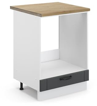 Vicco Herdumbauschrank Fame-Line, Anthrazit Landhaus/Weiß, 60 cm, AP Eiche