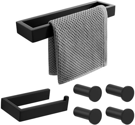 SAYAYO Handtuchhalter Schwarz Toilettenpapierhalter Set Garderobenhaken Edelstahl Wandmontage Handtuchhalter und Toilettenständer Set für Badezimmer und Küchen