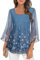 Blouses for Women UK, Square Neck 3/4 Flared Sleeve Double Layers Elastic Mesh Chiffon Blouses Ladies Wedding Guest Tops Plus Size Evening Shirts