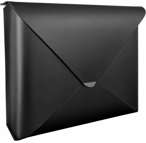NACH Sleek Envelope Wall Mount Mailbox, Large Capacity, Black, Outdoor, 12.5x4x10 Inches, MB-6950