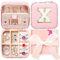 RUPOFUZA Schmuck-Reiseetui, Reise-Schmuckkästchen für Damen und Mädchen, Initialen-Schmuckschatulle, Reise-Schmuckschatulle für Frauen, Reise-Schmuck-Organizer, Buchstabe X, Rosa