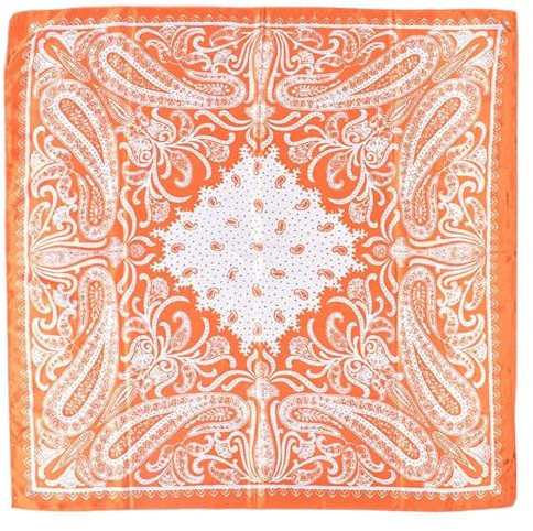 Seidentuch 90X90 Halstuch Damen Schwarz Seide, Retro-Cashewnuss-Muster, bedruckt, großer quadratischer Schal, Seidenschal, Stirnband Haartuch Zum Schlafen Seidenschal Damen Schwarz (Orange, One Size)