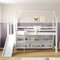Kinderbett Hochbett 90 * 200 cm mit Rutsche, Multifunktionales Kinder Bett mit Treppen und Schließfach Regal, Baumhaus Einzelbett mit Stauraum, Massivholz+MDF, Weiß