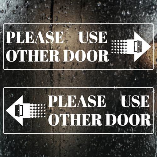 4pz Please Use Other Door Adesivo, 30x10cm Rimovibile Adesivo Statico Si Prega di Utilizzare un Altro Cartello per Porta Adesivo per Ingresso Impermeabile per Negozio Ufficio Vetro