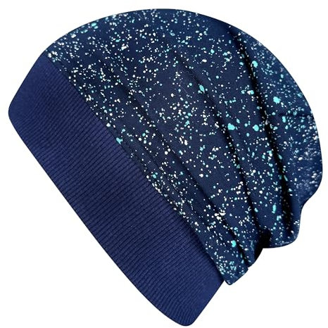Wollhuhn ÖKO Leichte Mädchen/Jungen Beanie-Mütze Bündchen Elastisch Übergangszeit/Sommer Kinder-Mütze Baumwolle (Öko-Stoffe, Bio) 22222235 (Galaxy Blau, L)