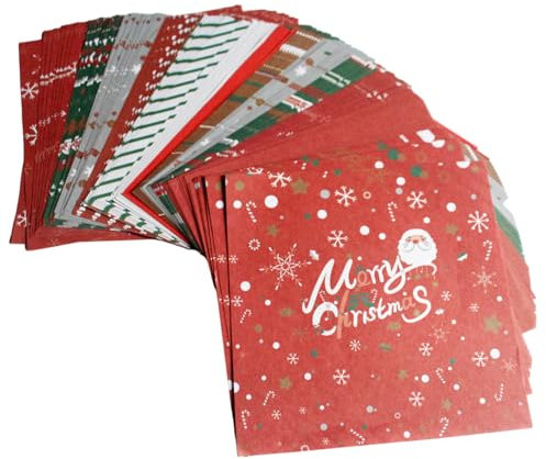 100 Blatt Origami Papier Weihnachten 15x15cm Doppelseitig Motivpapier Dekopapier Bastelpapier für Karte Wünsche Sammelalbum Scrapbooking Deko