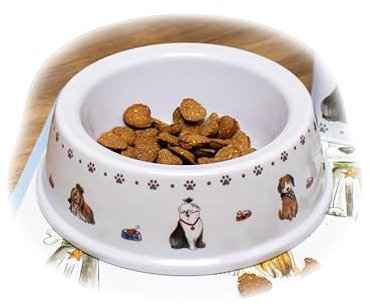 Dog Bowl White Plastic Faithful Friends Animal Water Food Feeding Drinking Dish