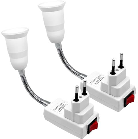 Giantdeer 2PCS Support de Lampe E27 avec Interrupteur, Douille E27 Ampoule Applique Murale, Prise Ajustable à 360° pour éclairage LED, Applique Murale pour Bureau/Lumiere Cuisine(sans ampoule)