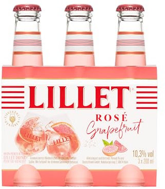 Lillet Rosé Grapefruit, vorgemischter Drink aus Lillet Rosé & Grapefruit-Aroma, fruchtiger Aperitif, aromatisiertes alkoholisches Mixgetränk, 3 x 200ml