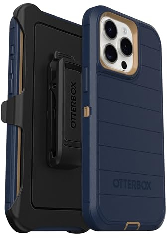 OtterBox Schutzhülle für iPhone 15 Pro Max (nur Defender-Serie, Wildlederschuhe, Bildschirmlos, robust und langlebig, mit Portschutz, Holsterclip inklusive, mikrobieller Schutz)