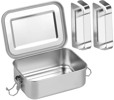 Fiambrera acero inoxidable con compartimentos – 850 ml lunch box adultos, resistente, ideal como fiambreras comida trabajo y adecuada también para niños.